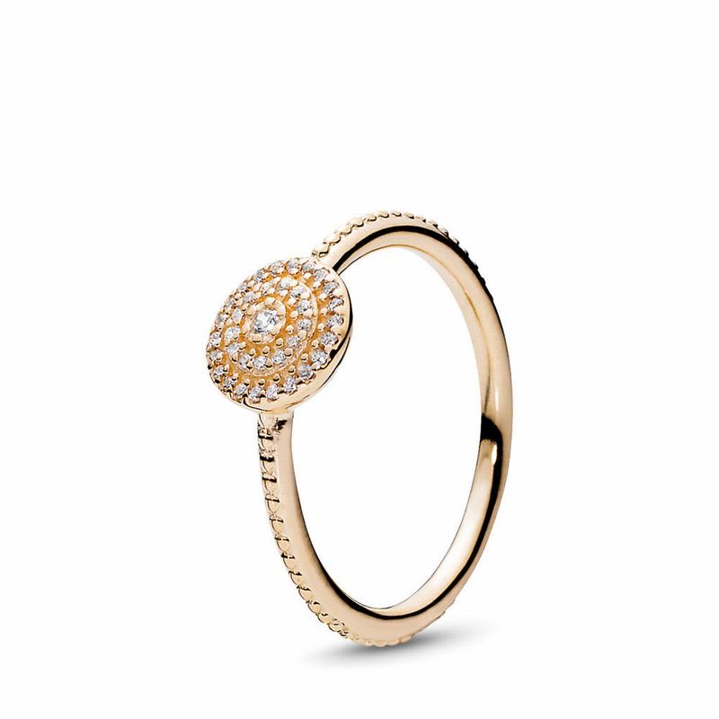 Pandora Radiant Elegance Promise Ring Ireland - Yellow Gold 14 K/Cubic Zirconia - 948653ZKF